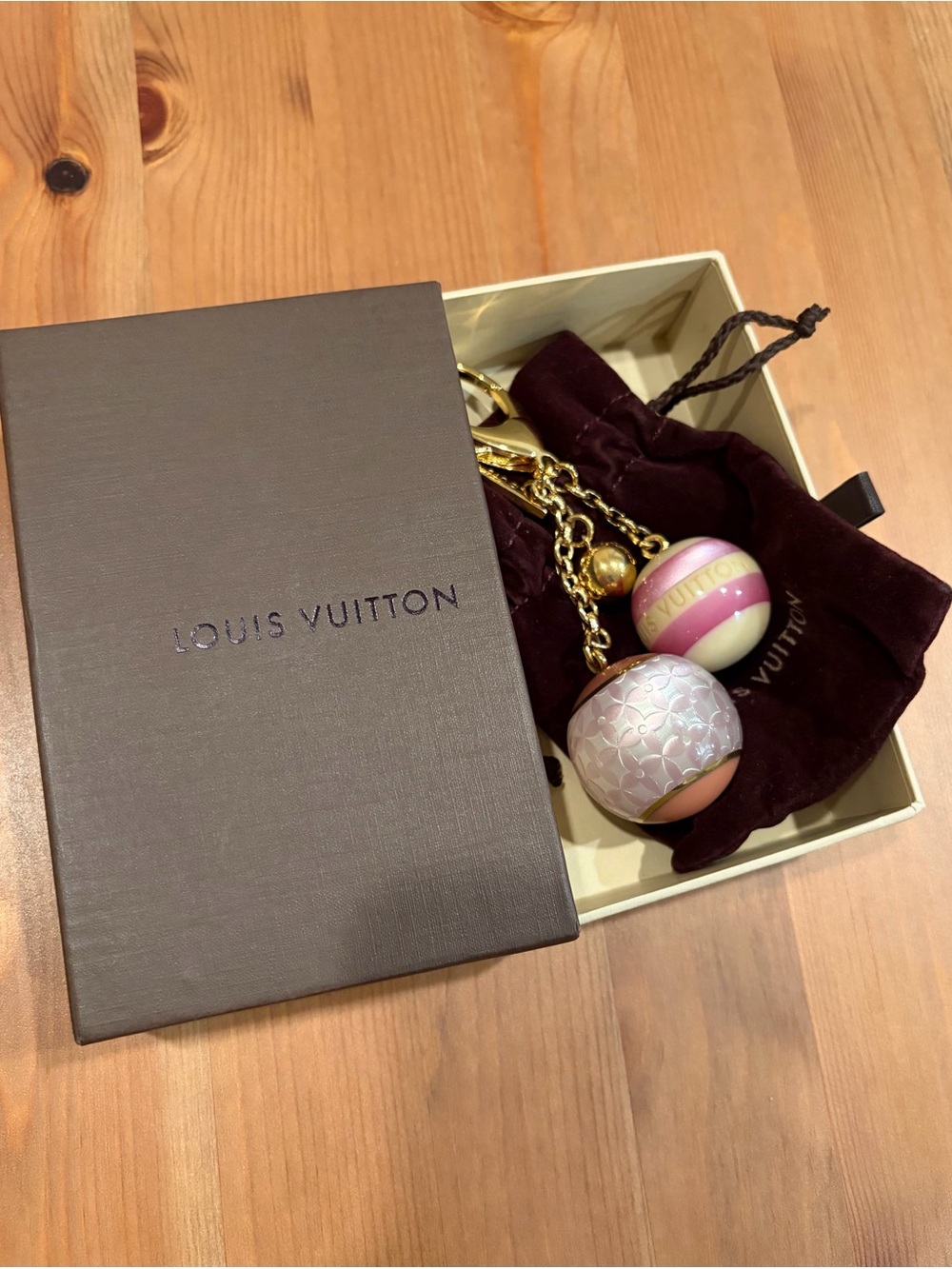 Louis Vuitton Pink Resin Monogram Mini Lin Croisette Bag Charm Keyring with COA